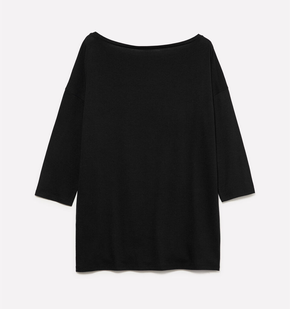T-shirt noir à col bateau - t-shirts à manches longues pour femme - Noir | Sisley image number 2
